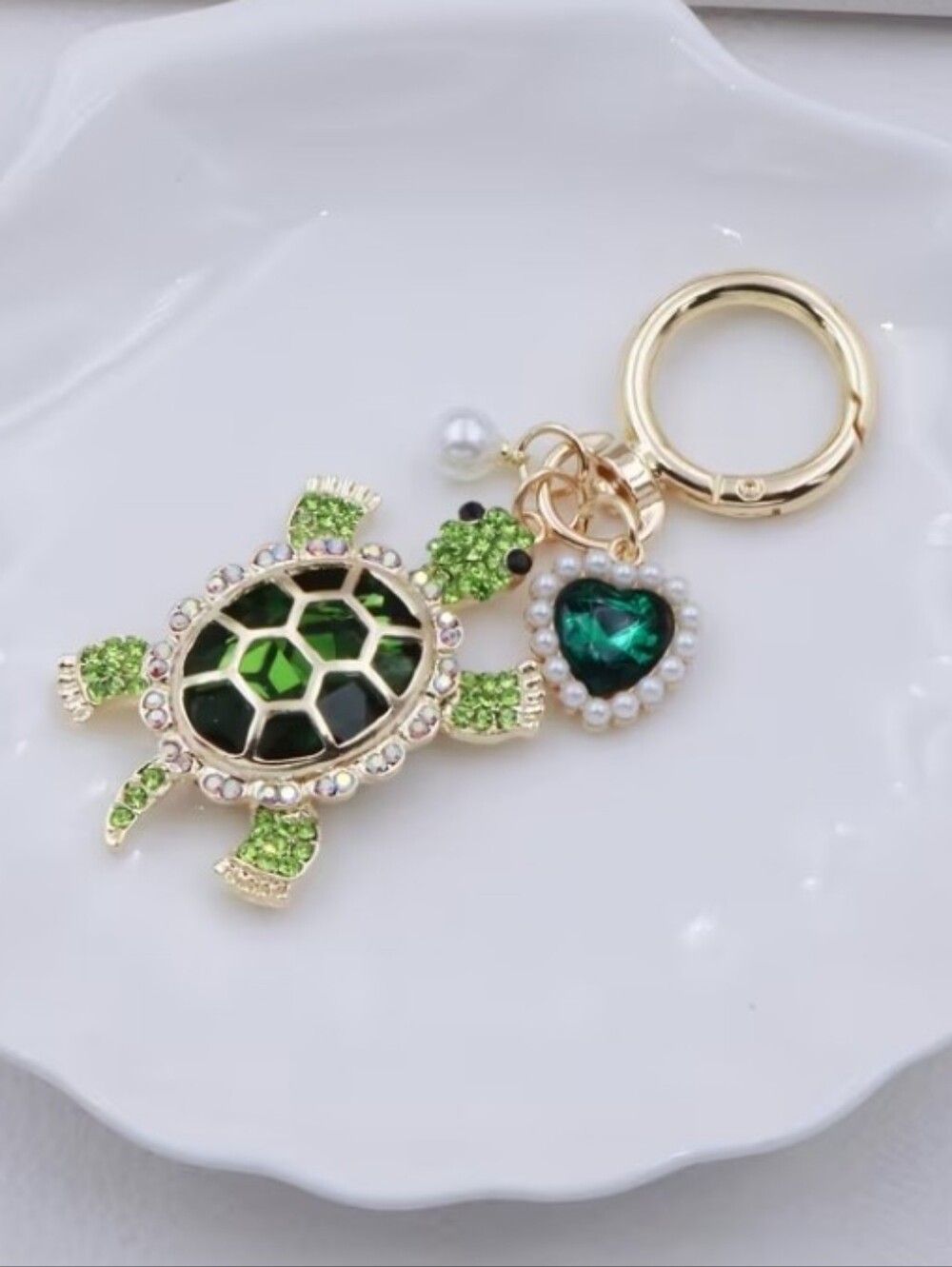 Green Turtle Stone Keychain/bag  Charm